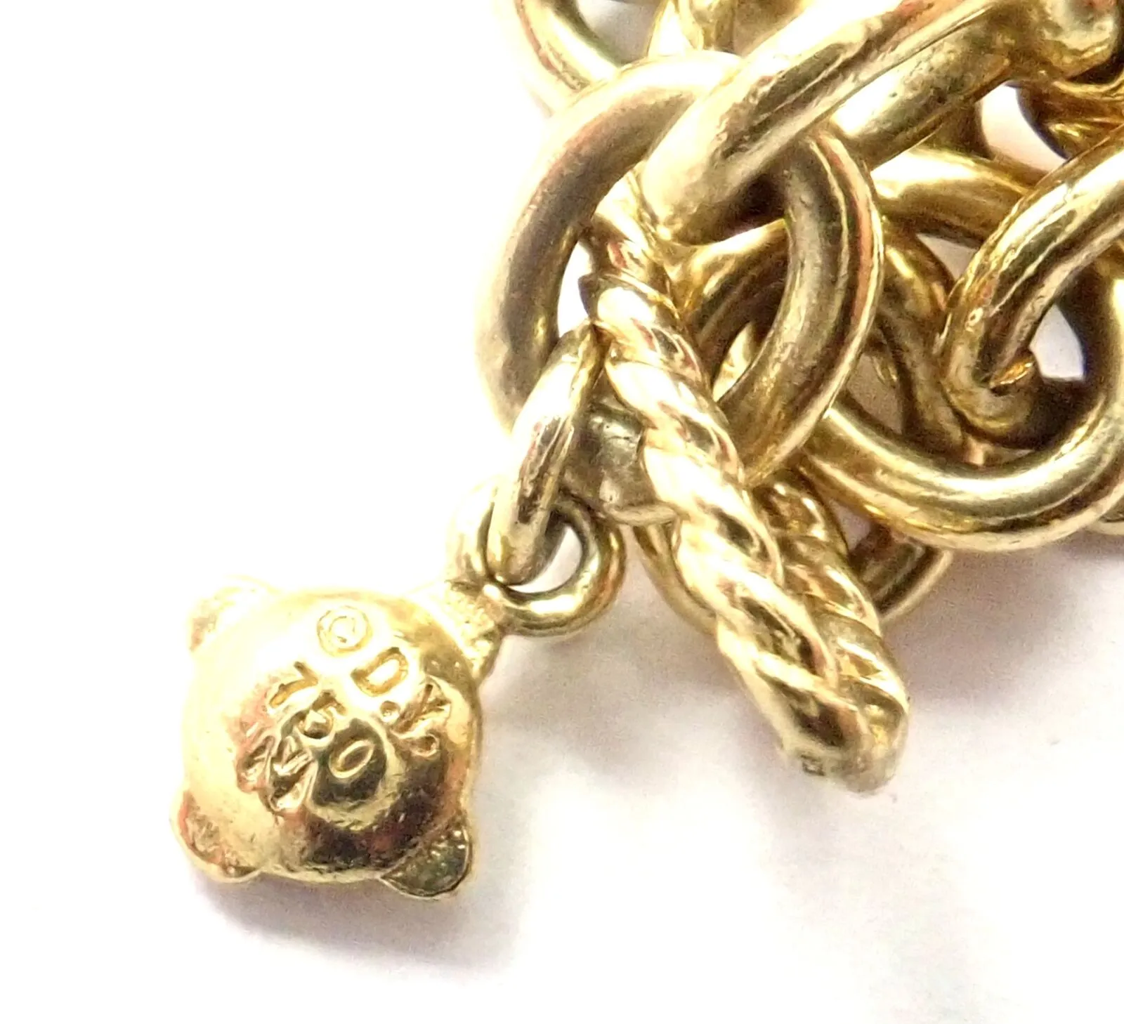 David Yurman 18k Yellow Gold Citrine Figaro Link 40" Long Chain Necklace