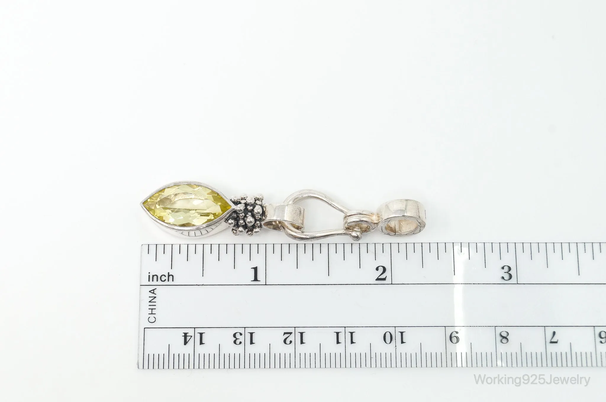 Designer Michael Dawkins Citrine Granulated Sterling Silver Necklace Pendant
