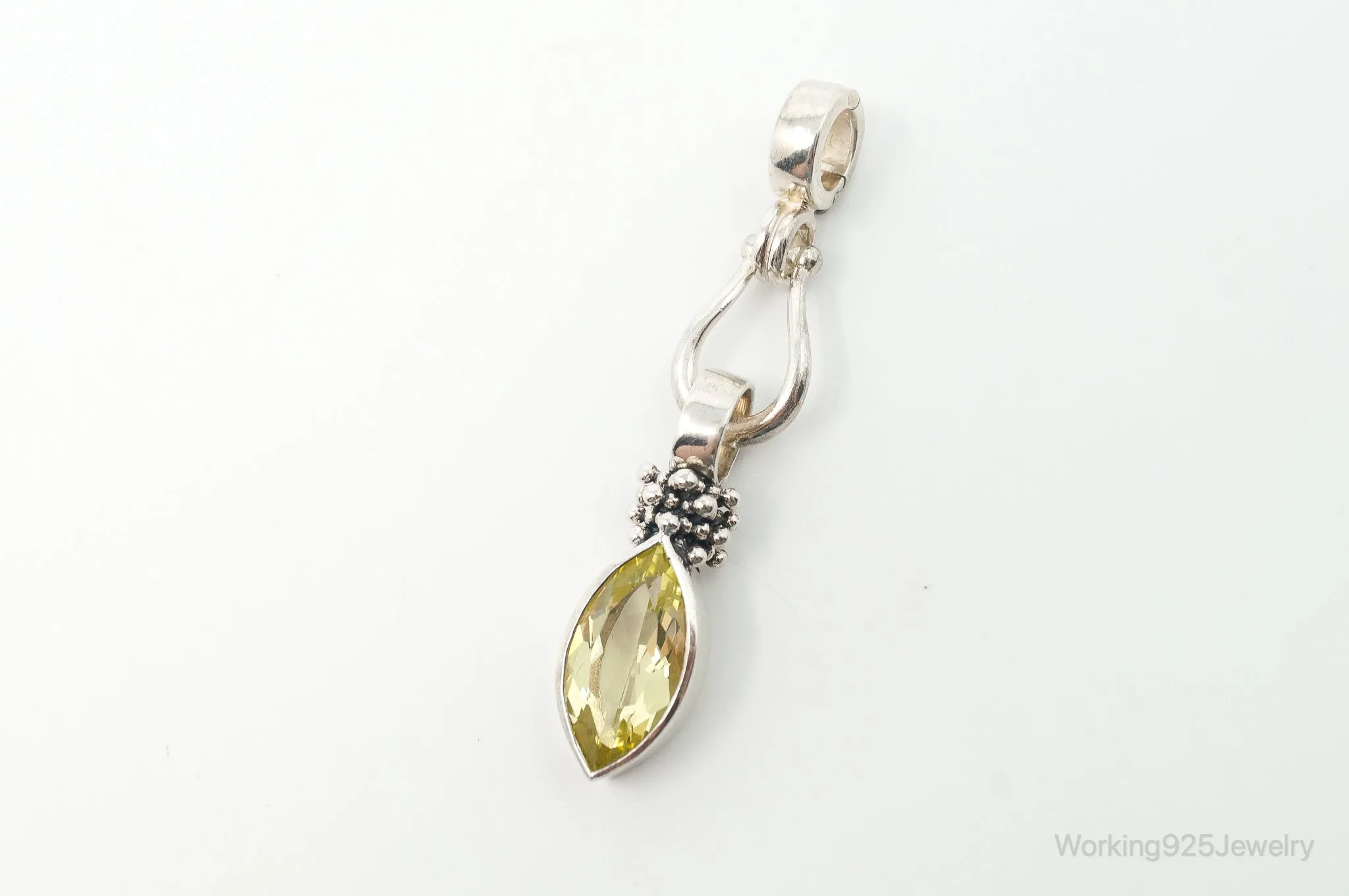 Designer Michael Dawkins Citrine Granulated Sterling Silver Necklace Pendant