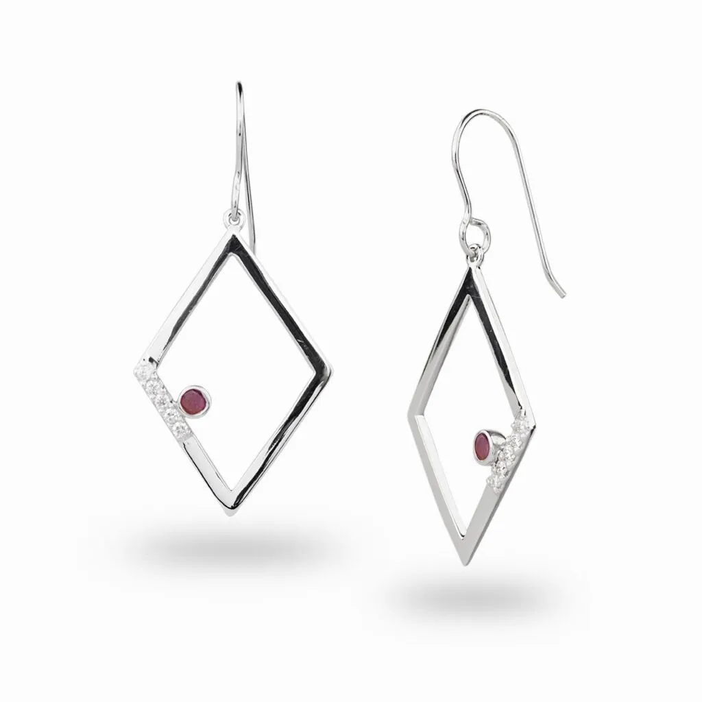 Diamante: Ruby & Diamond Drop Earrings