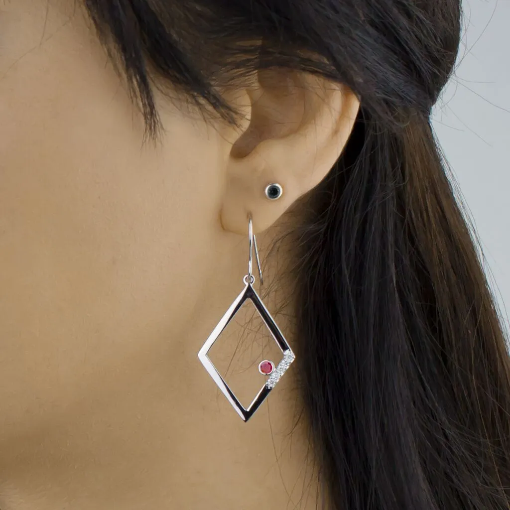 Diamante: Ruby & Diamond Drop Earrings