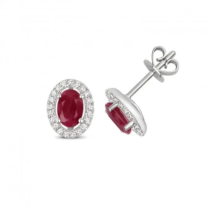 Diamond And Ruby Halo Stud Earrings ED247WR