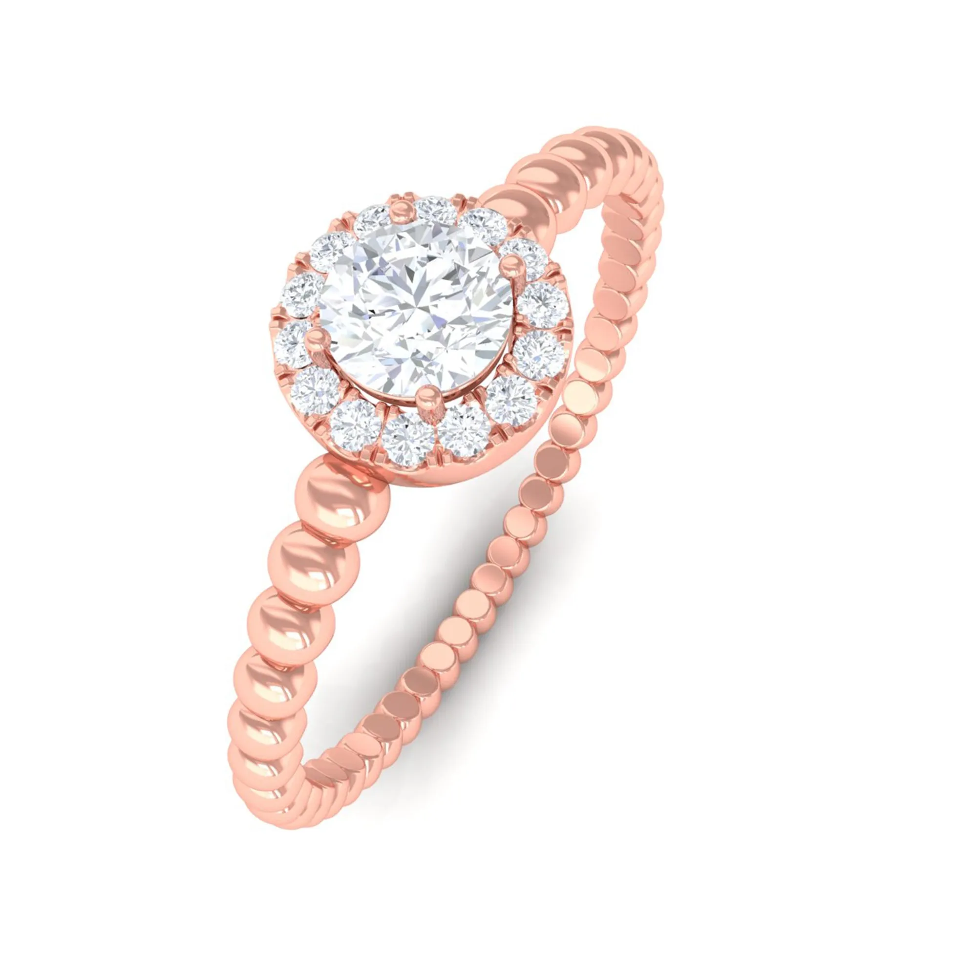 Diamond Engagement Ring in Prong Setting with Bubble Shank