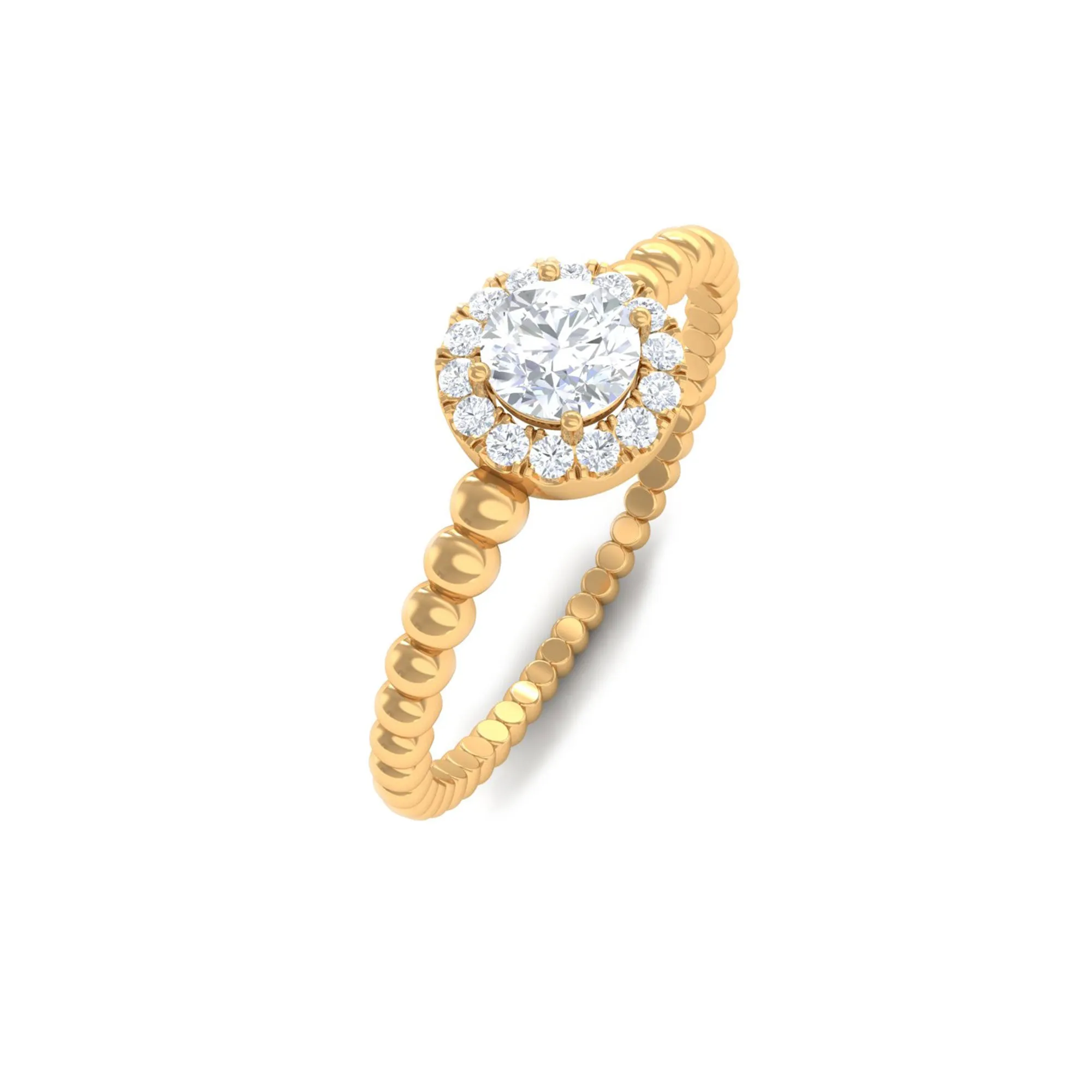 Diamond Engagement Ring in Prong Setting with Bubble Shank