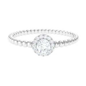 Diamond Engagement Ring in Prong Setting with Bubble Shank