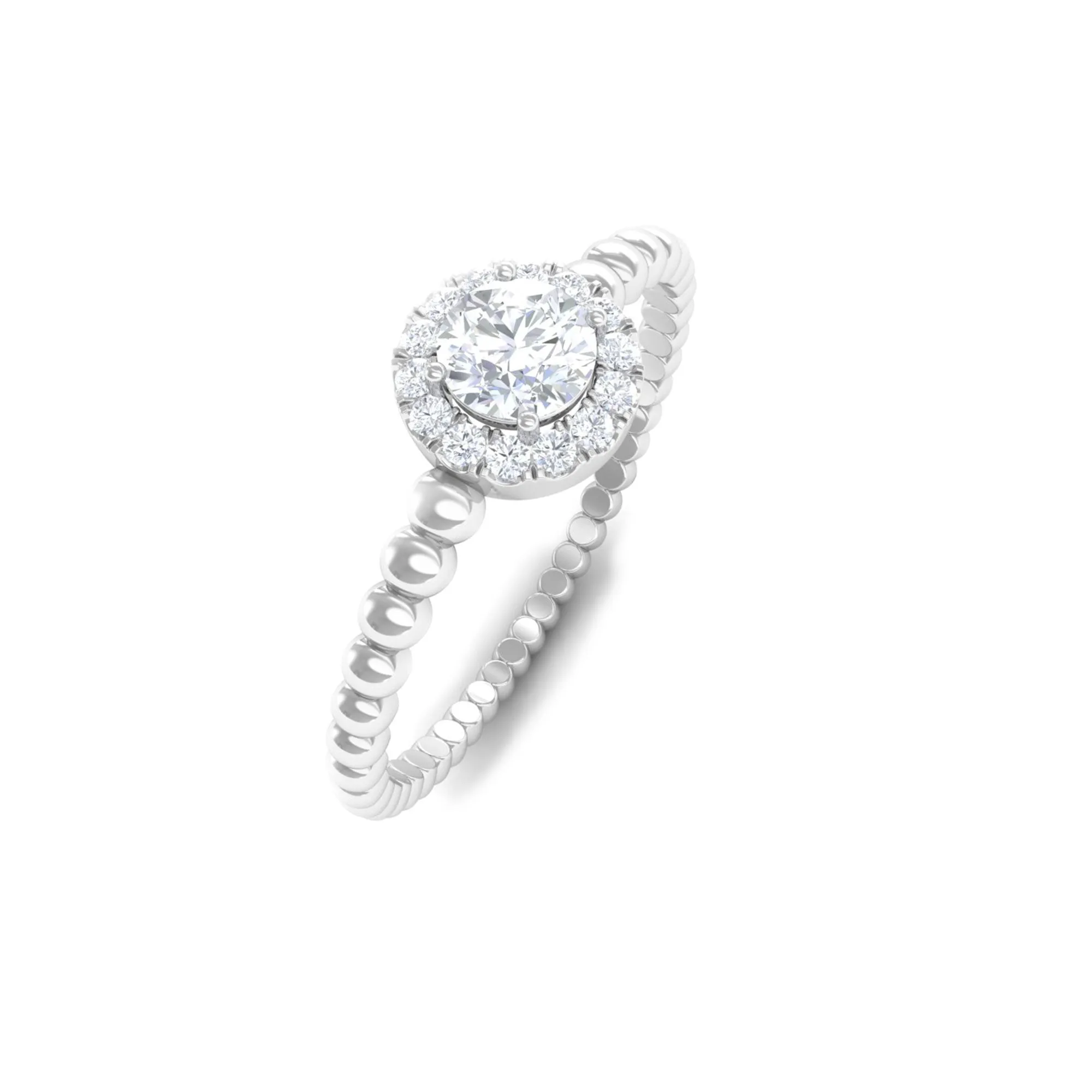 Diamond Engagement Ring in Prong Setting with Bubble Shank