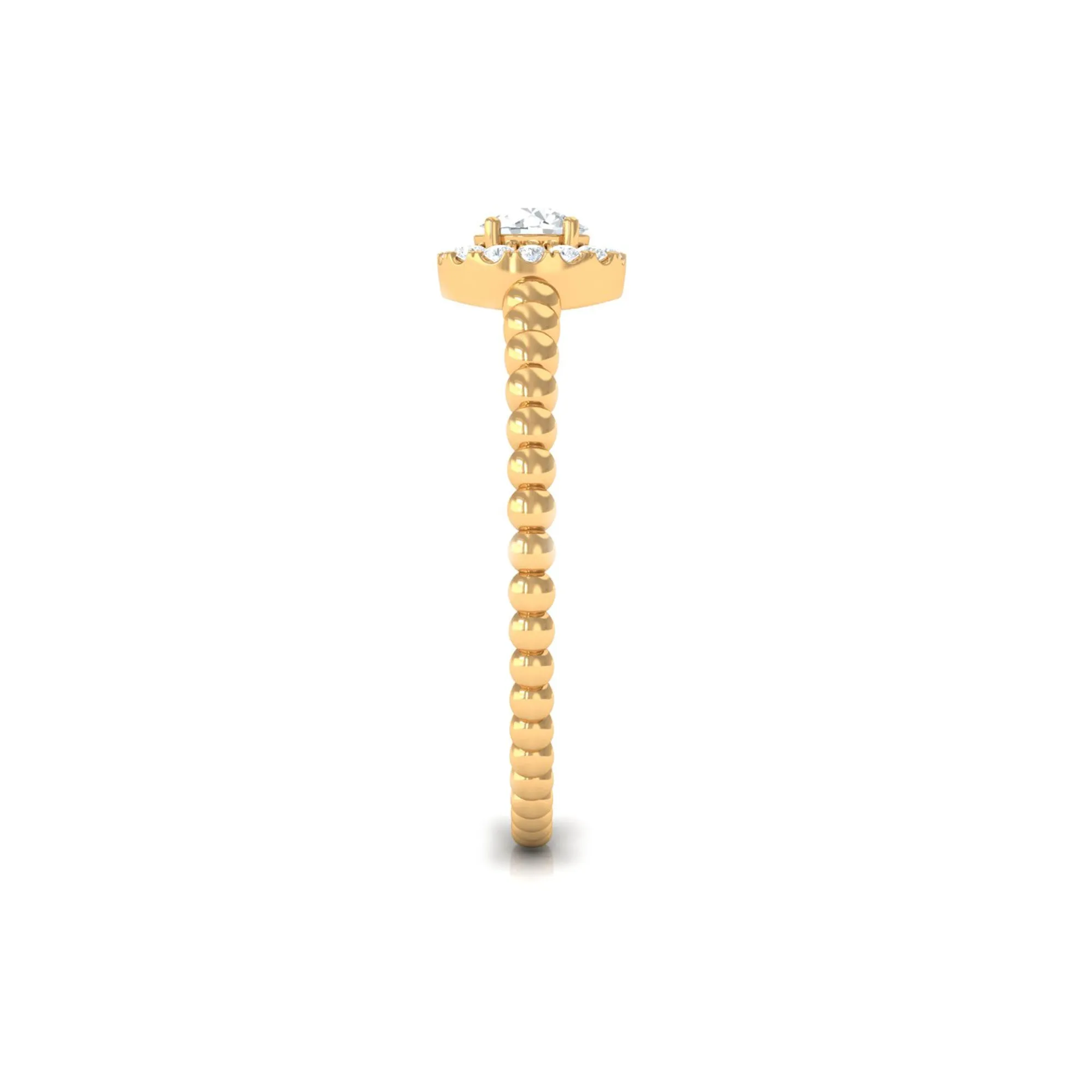 Diamond Engagement Ring in Prong Setting with Bubble Shank