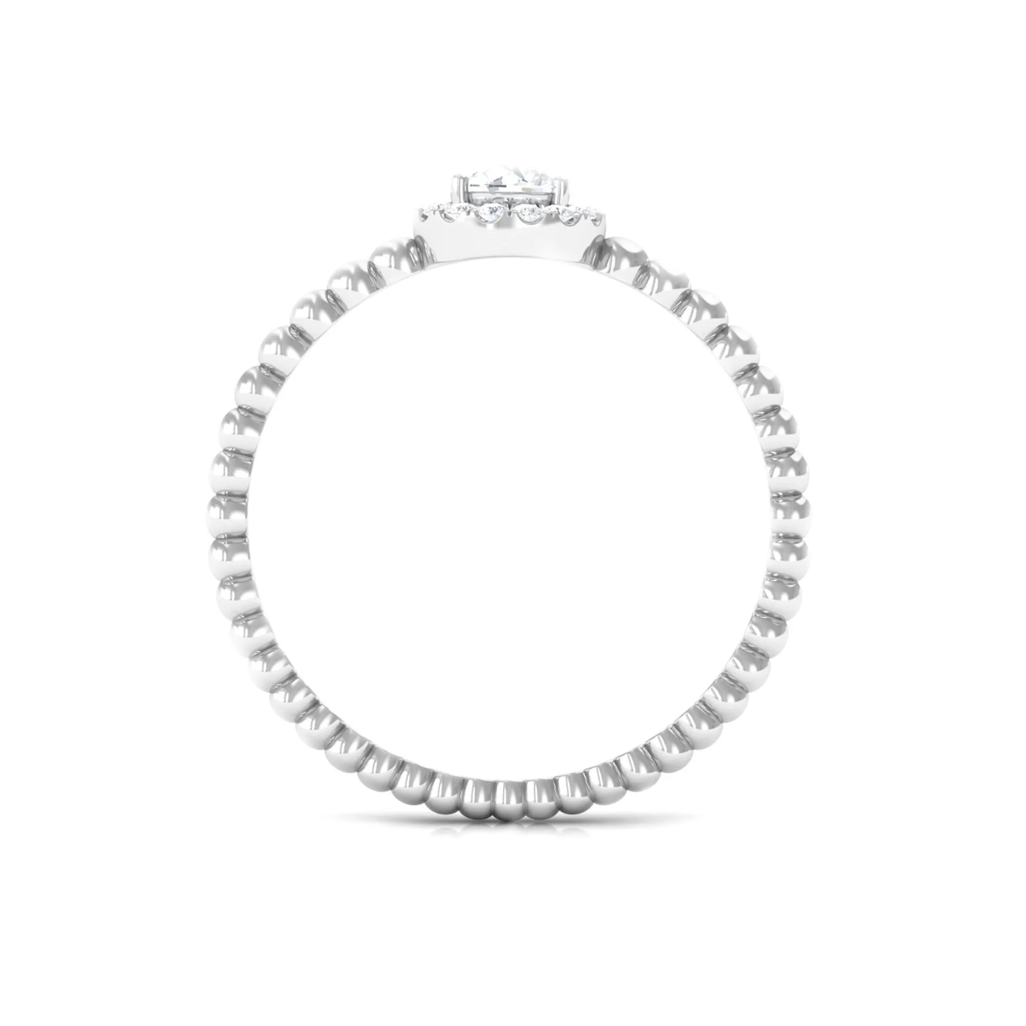 Diamond Engagement Ring in Prong Setting with Bubble Shank