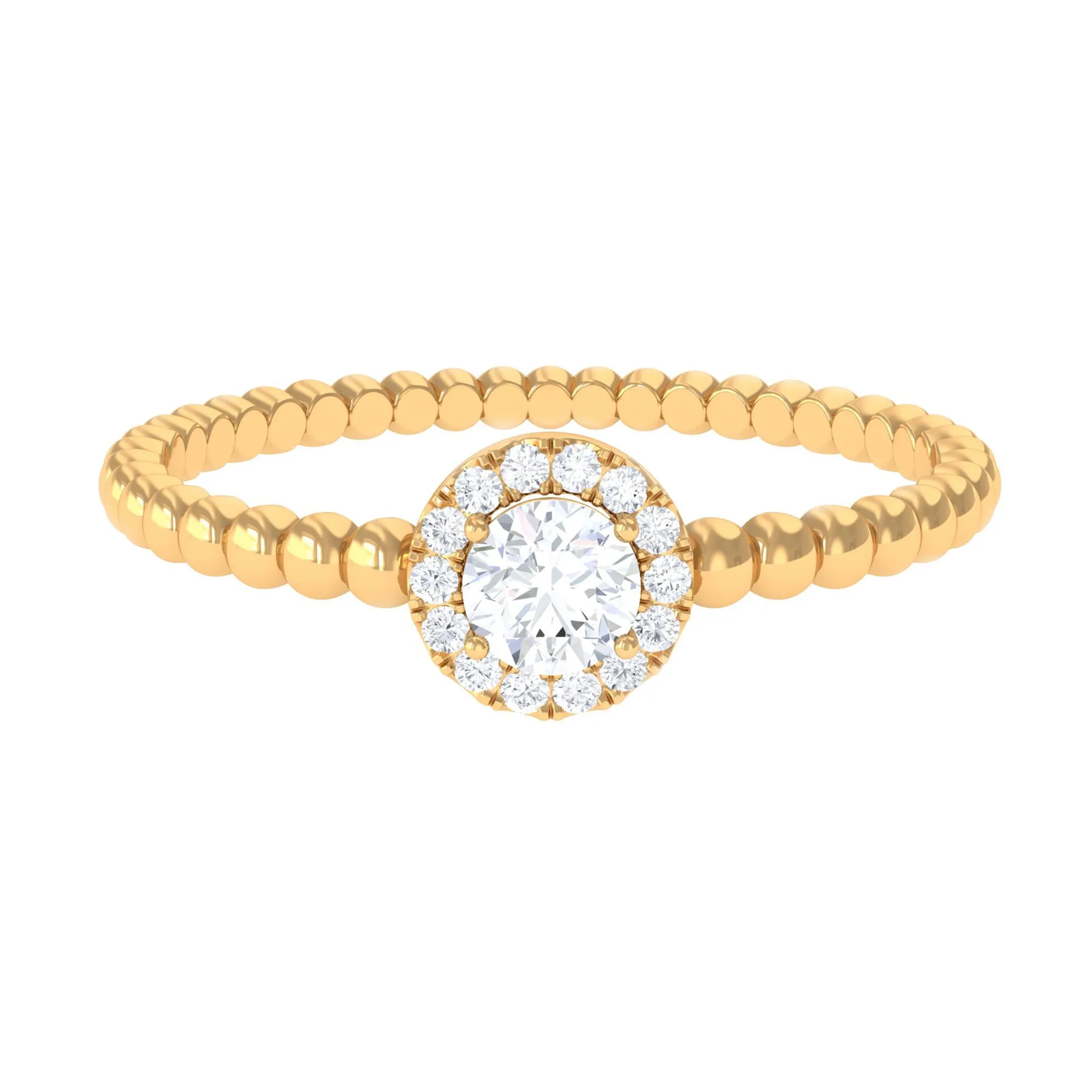 Diamond Engagement Ring in Prong Setting with Bubble Shank