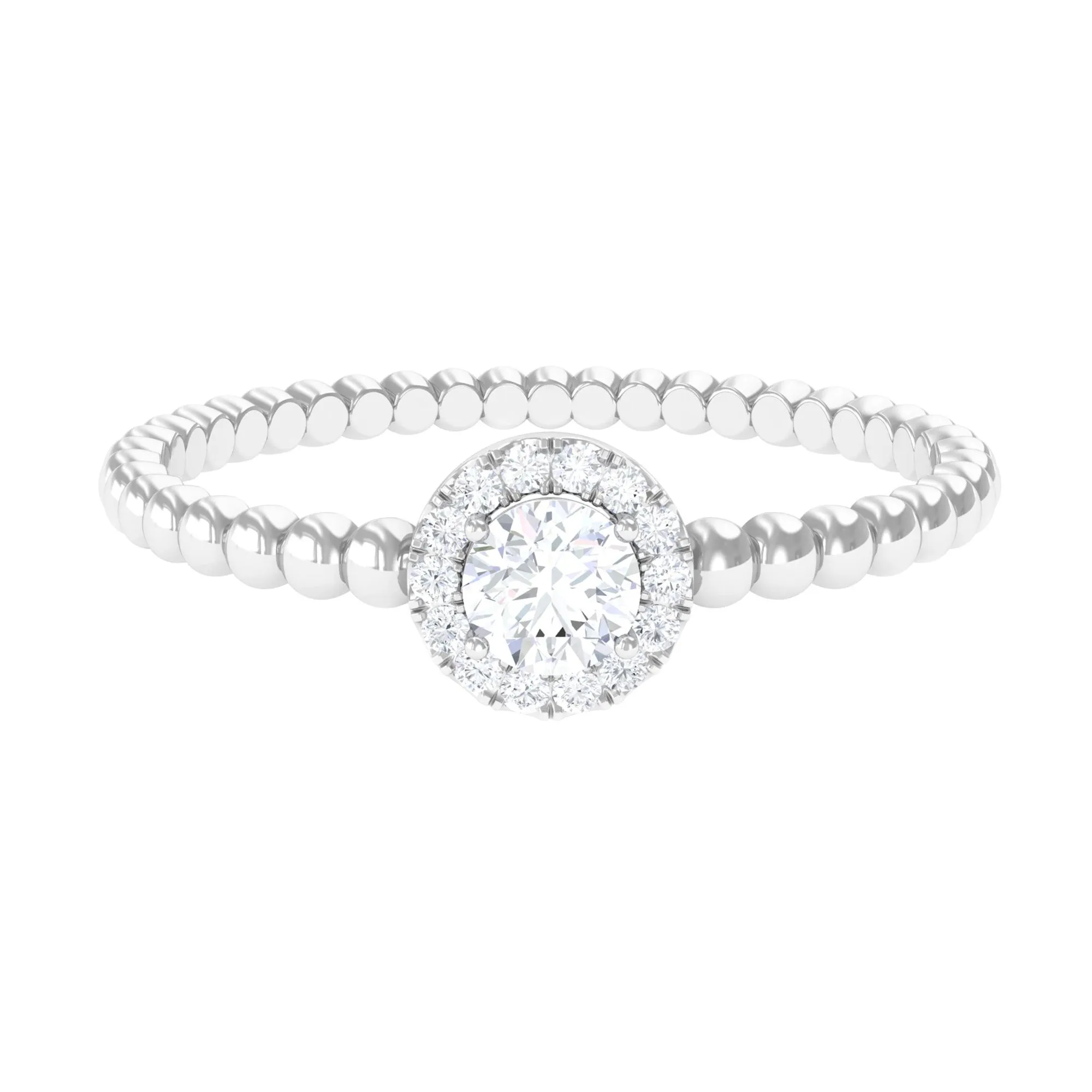 Diamond Engagement Ring in Prong Setting with Bubble Shank
