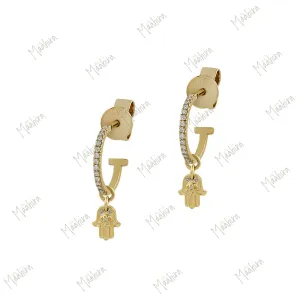Diamond Huggies With Hand Charm