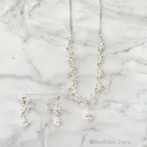 Diamond Vrindavan Dew Drops-Rhinestone Deity Necklace And Earring Set