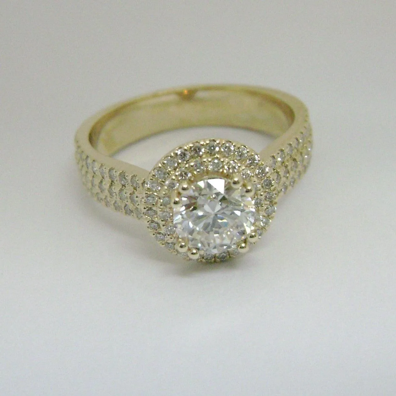 Double Halo Round Diamond Engagement Ring