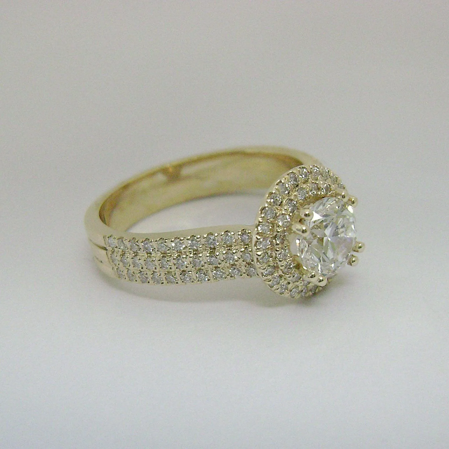 Double Halo Round Diamond Engagement Ring