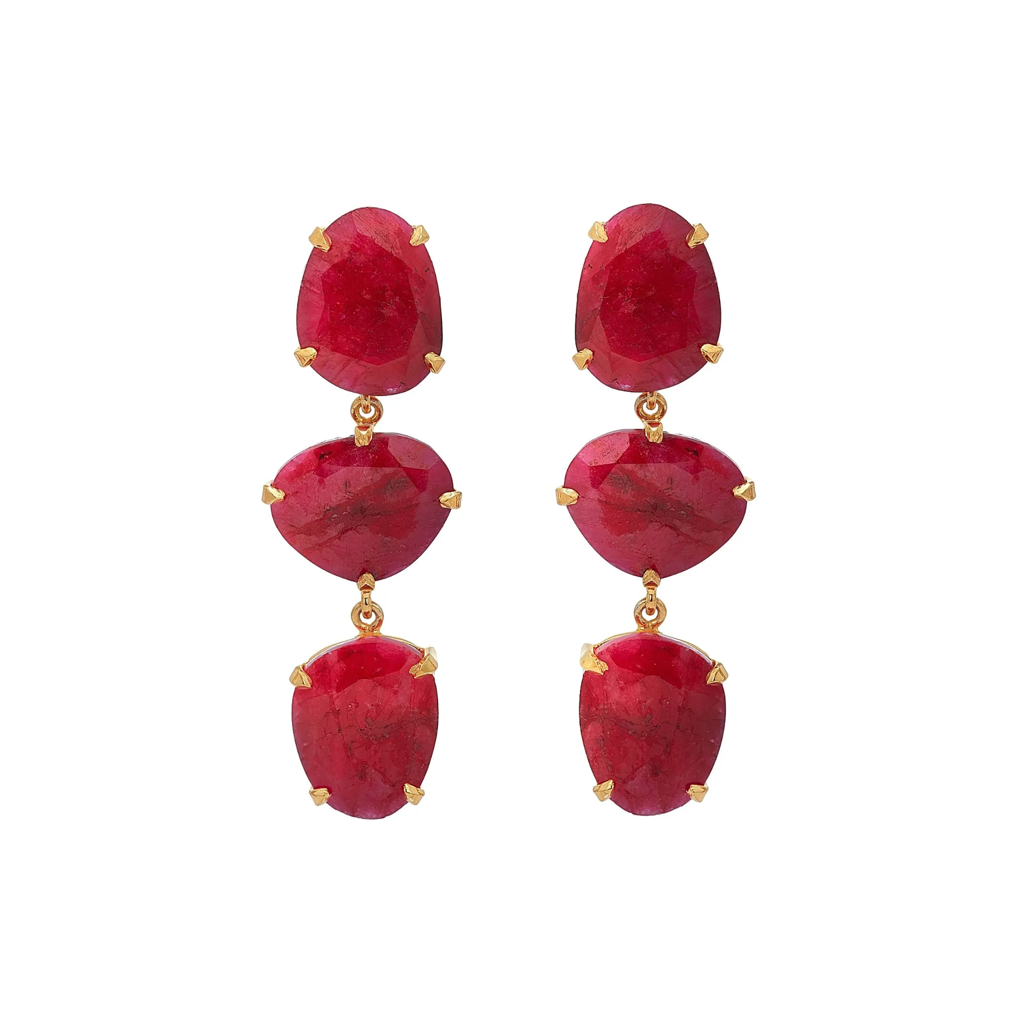 Earrings - Ruby Trio Drops