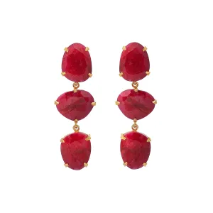 Earrings - Ruby Trio Drops