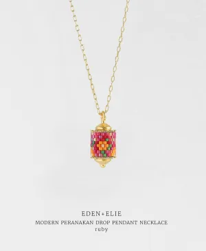 EDEN   ELIE Modern Peranakan drop pendant necklace - ruby