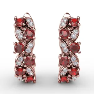 Fana Clustered Ruby and Diamond Earrings