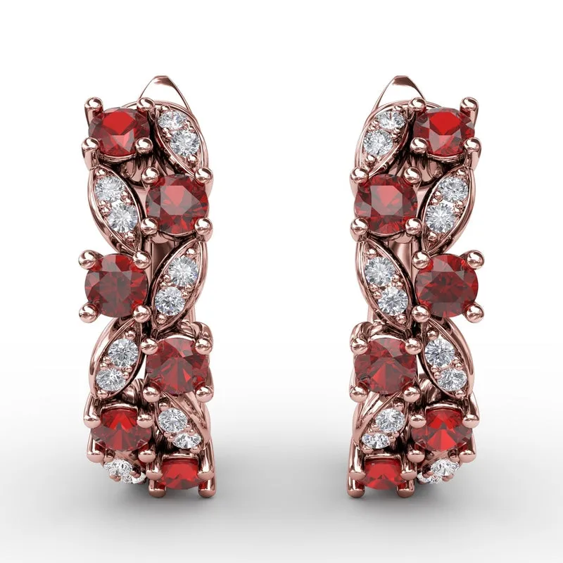 Fana Clustered Ruby and Diamond Earrings