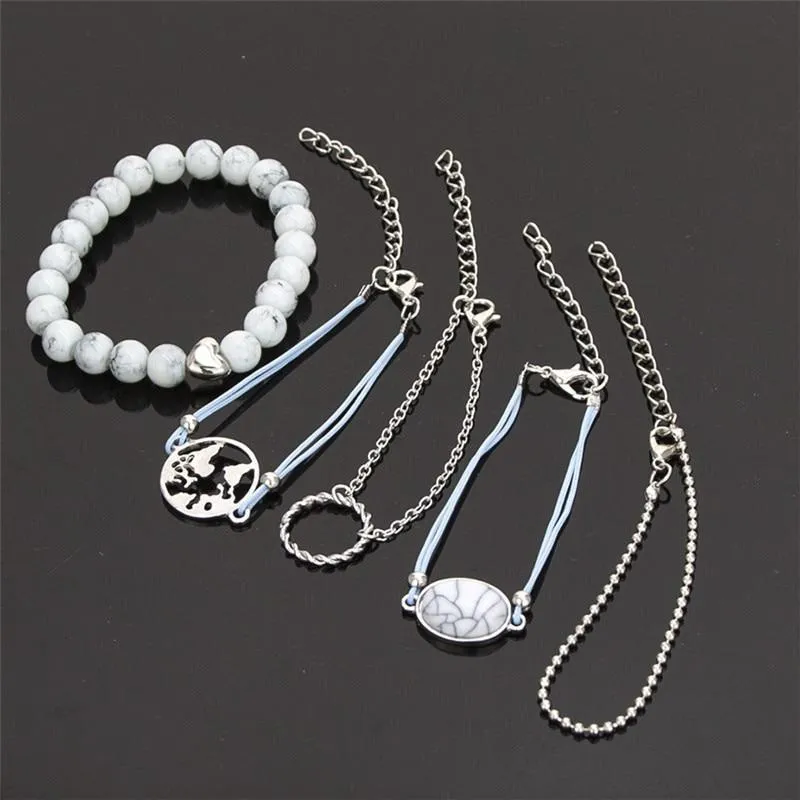 Fashion Alloy Map Little Turtle Seagull Bracelet Set