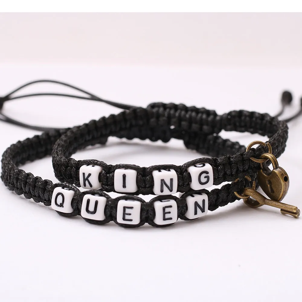 Fashion couple bracelet letter leather rope bracelet hand-woven bracelet