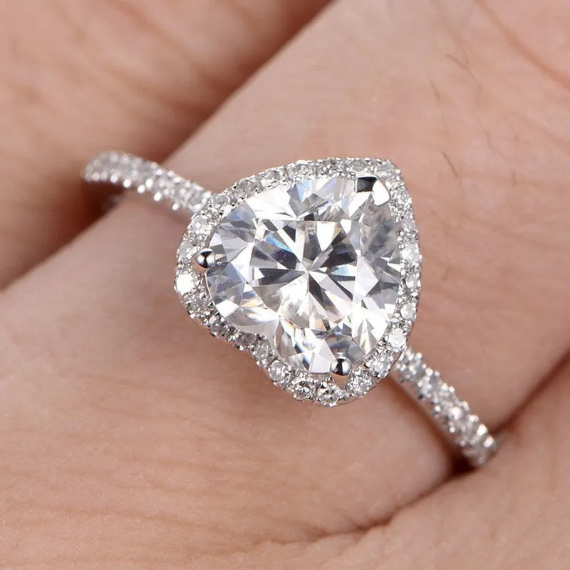 Fashion creative love zircon ring Valentine's Day gift couple heart-shaped ring