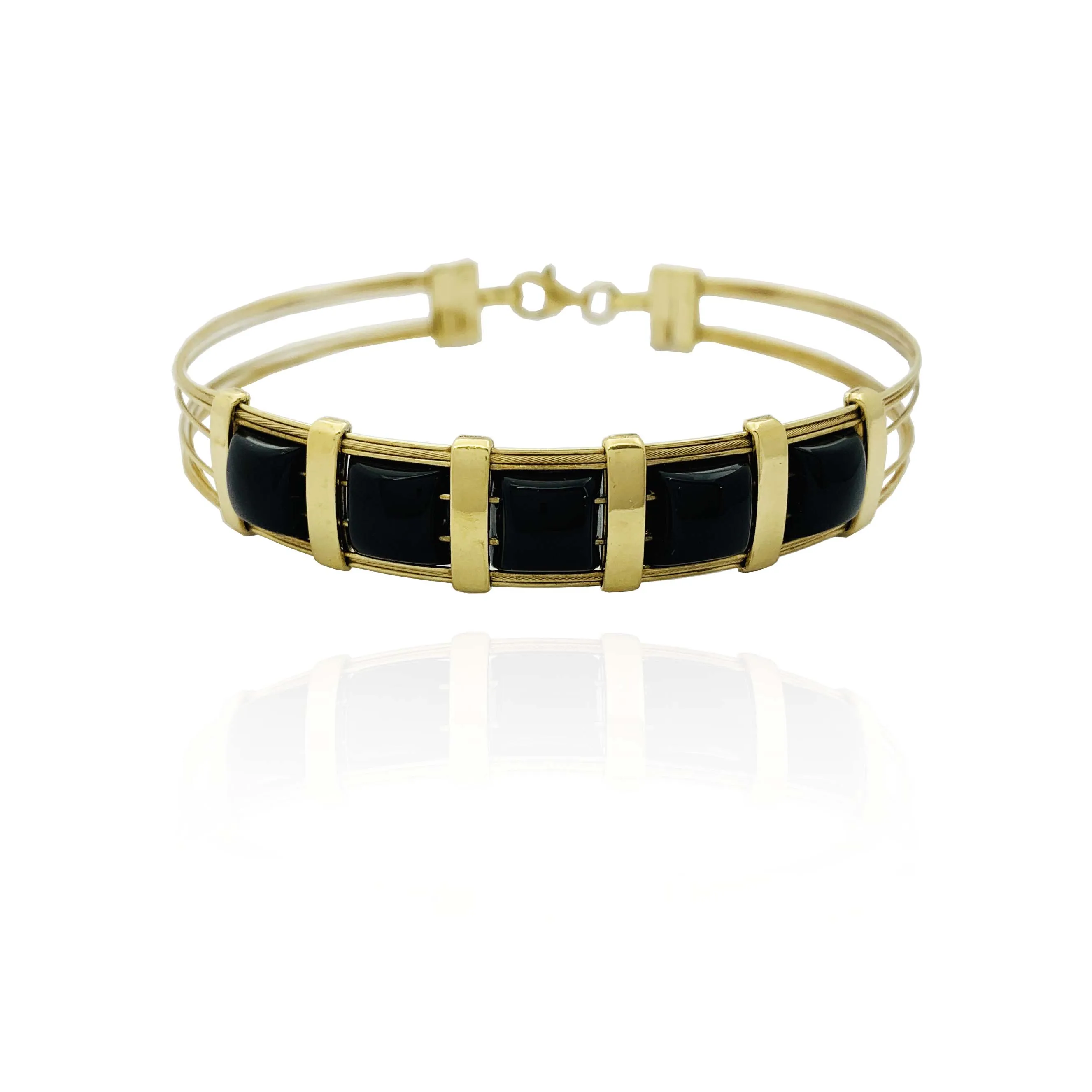 Five Onyx Bangle Bracelet (14K).