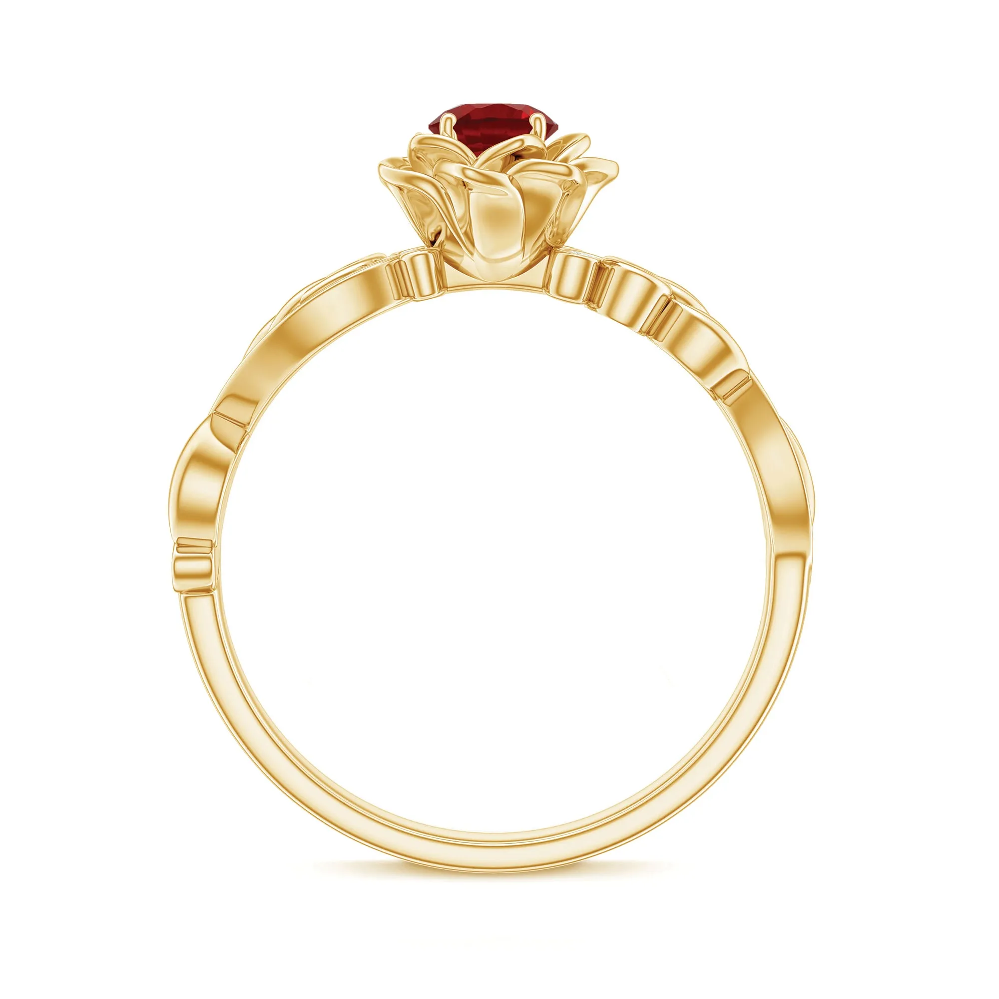 Flower Inspired Created Ruby and Diamond Engagement Ring