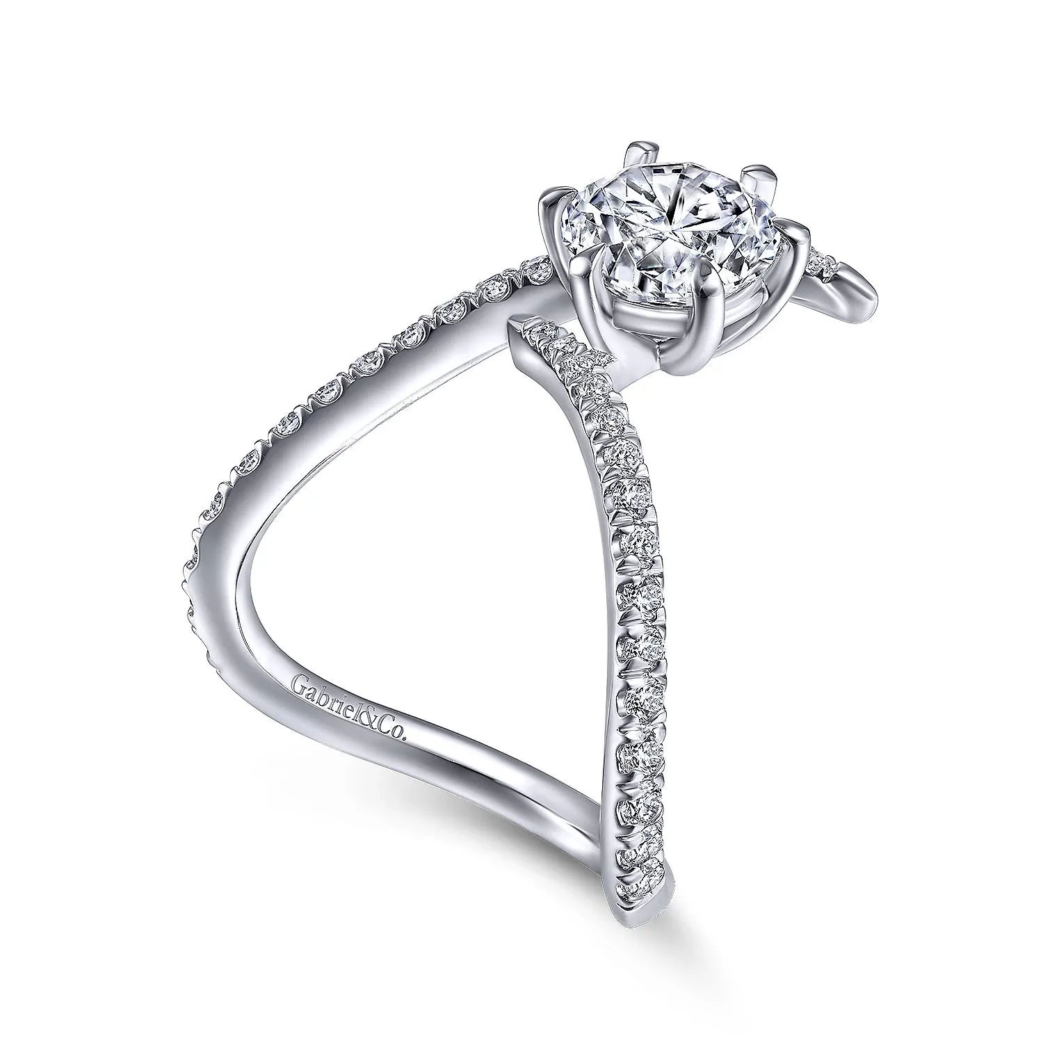 Free Form Round Diamond Engagement Ring Mounting