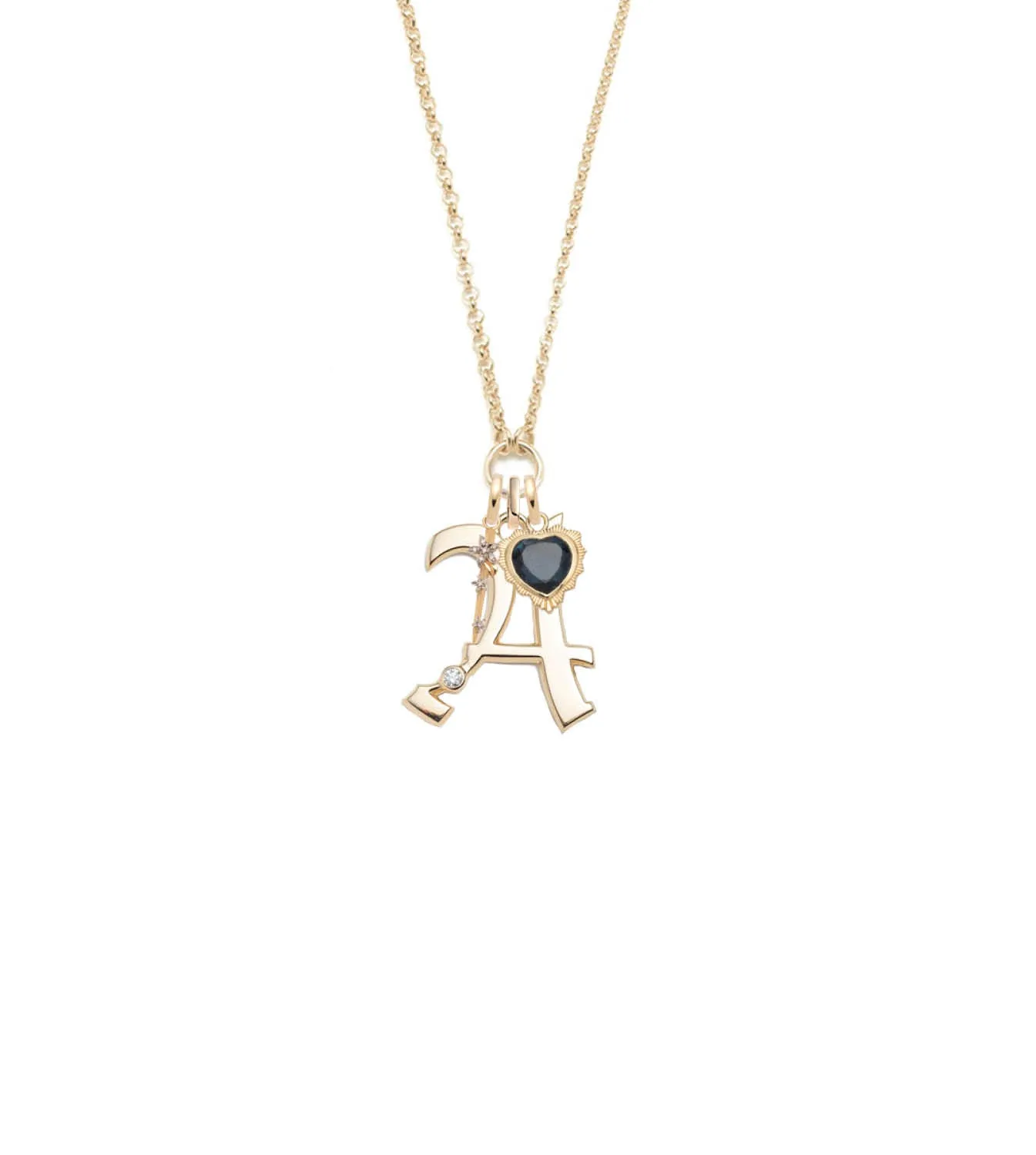 Gemstone Heart & Oversized Initial : Open Chain Story