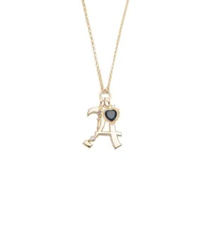 Gemstone Heart & Oversized Initial : Open Chain Story