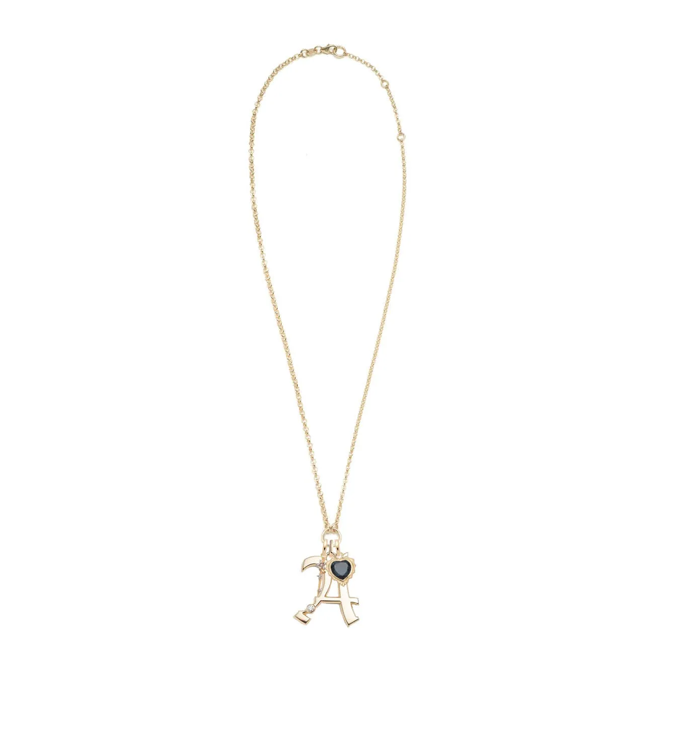 Gemstone Heart & Oversized Initial : Open Chain Story