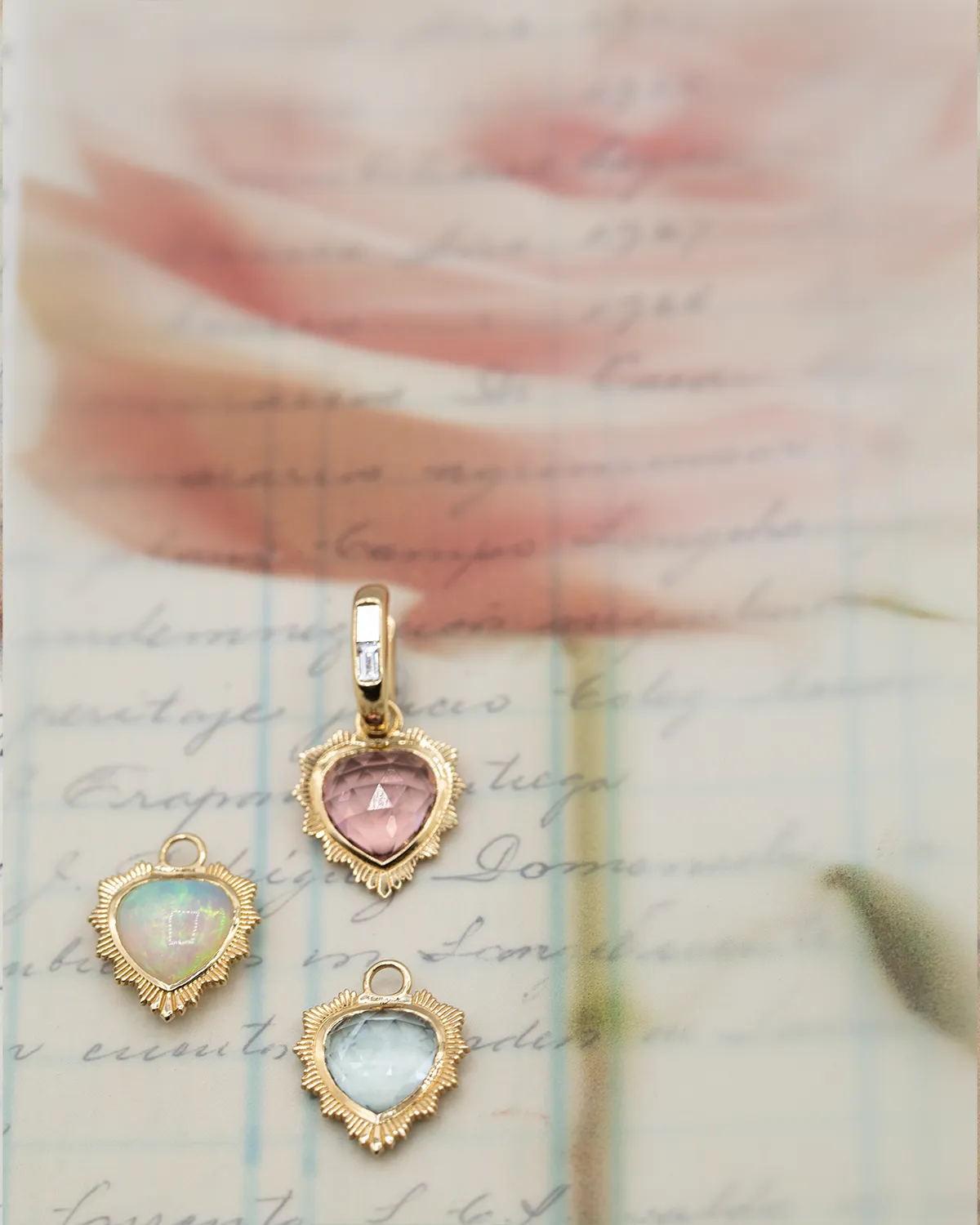 Gemstone Heart - Love : Opal with Oval Pushgate