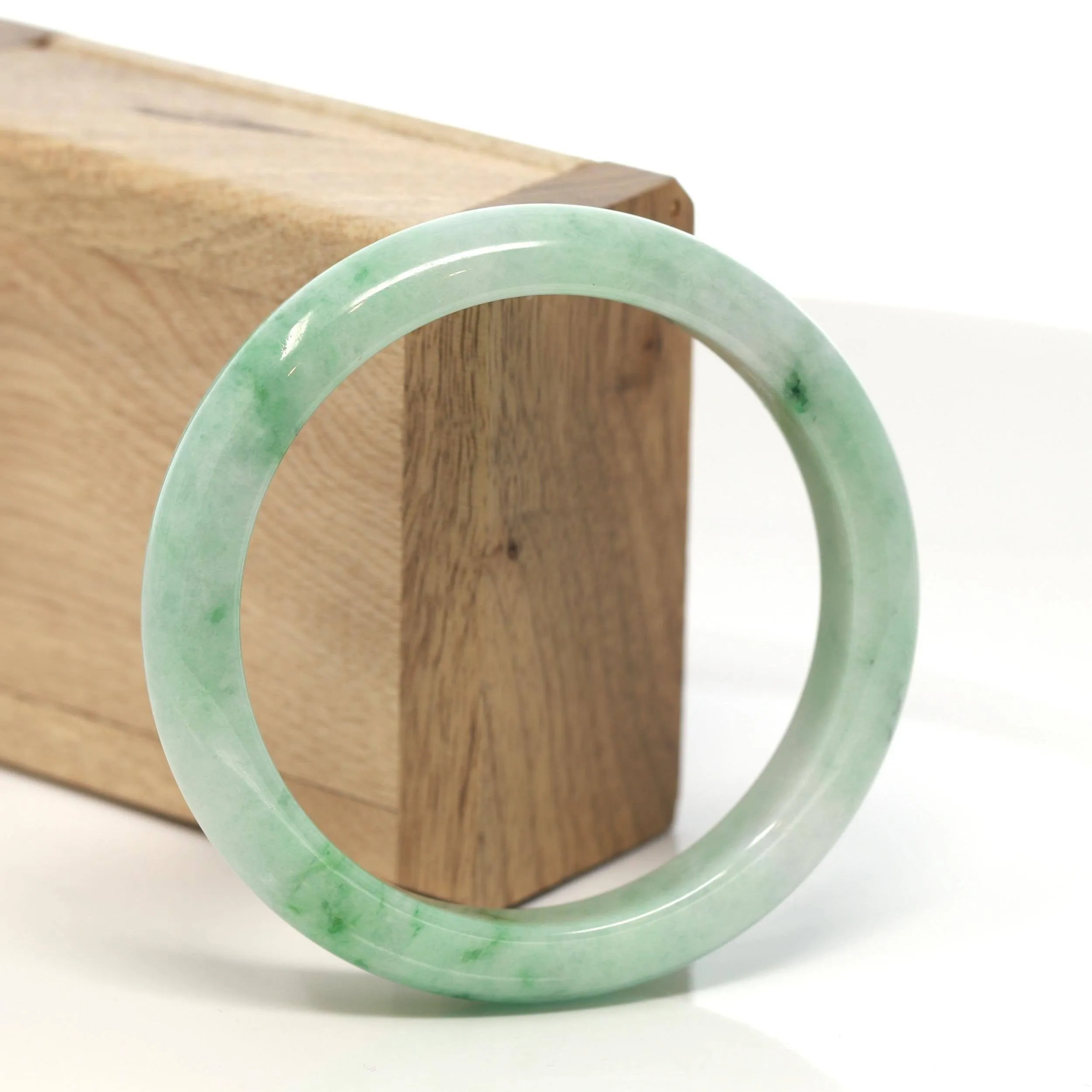 Genuine Burmese Green Jadeite Jade Bangle Bracelet (58.7 mm) #130