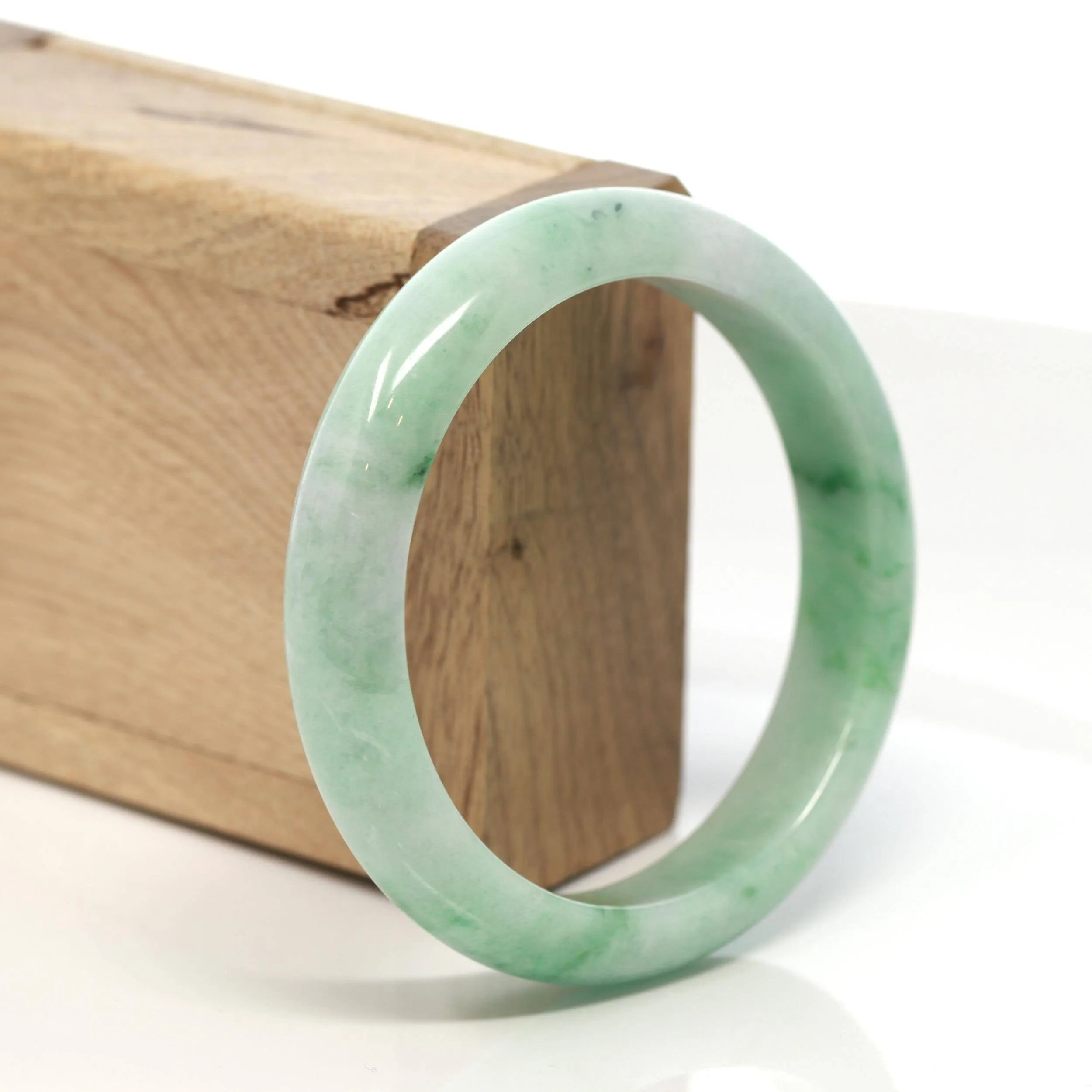 Genuine Burmese Green Jadeite Jade Bangle Bracelet (58.7 mm) #130