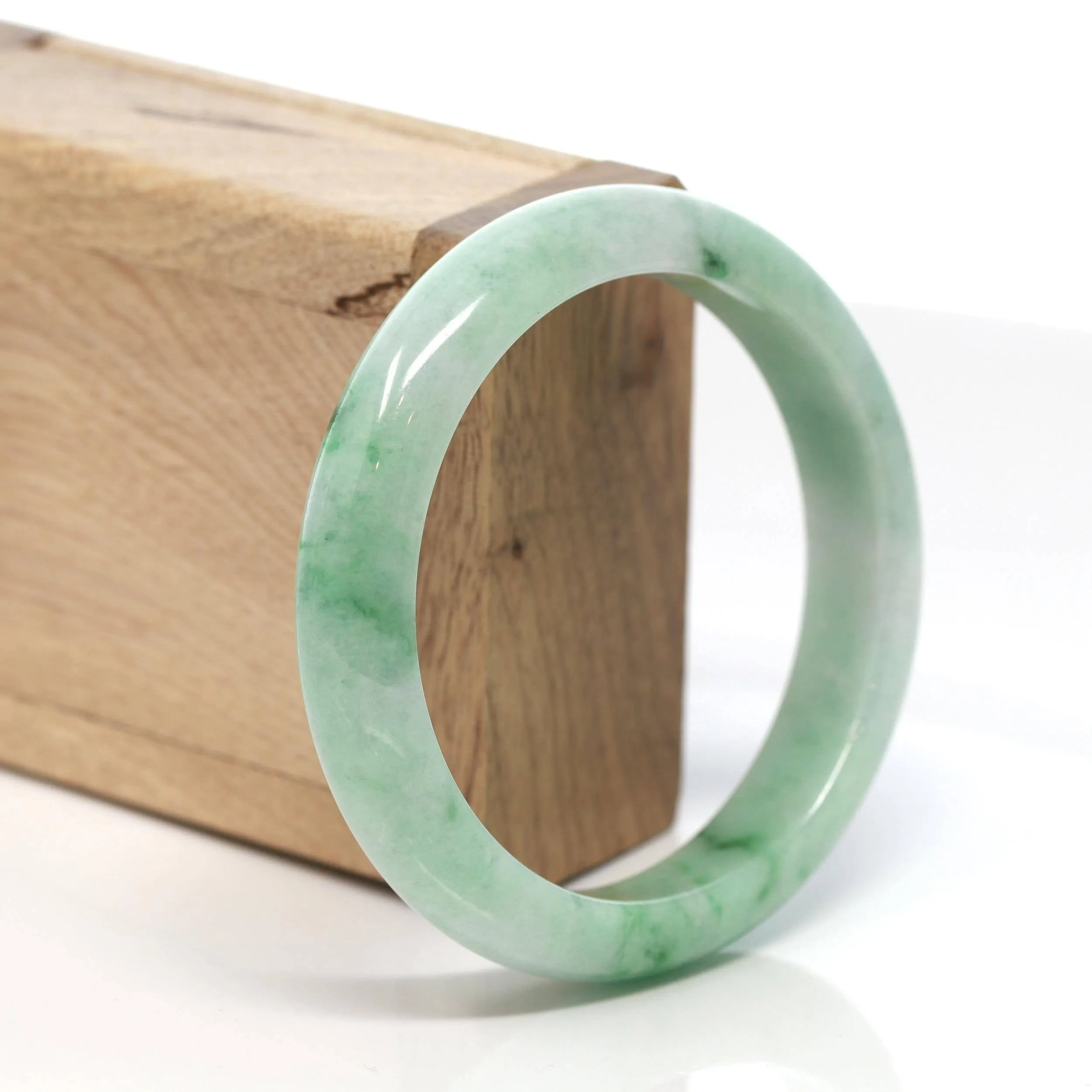 Genuine Burmese Green Jadeite Jade Bangle Bracelet (58.7 mm) #130