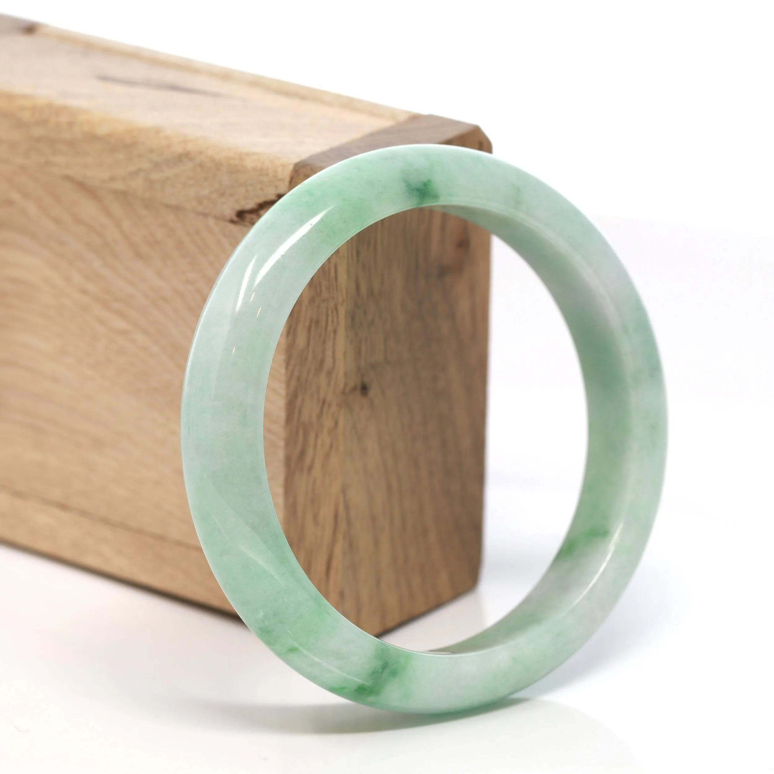 Genuine Burmese Green Jadeite Jade Bangle Bracelet (58.7 mm) #130