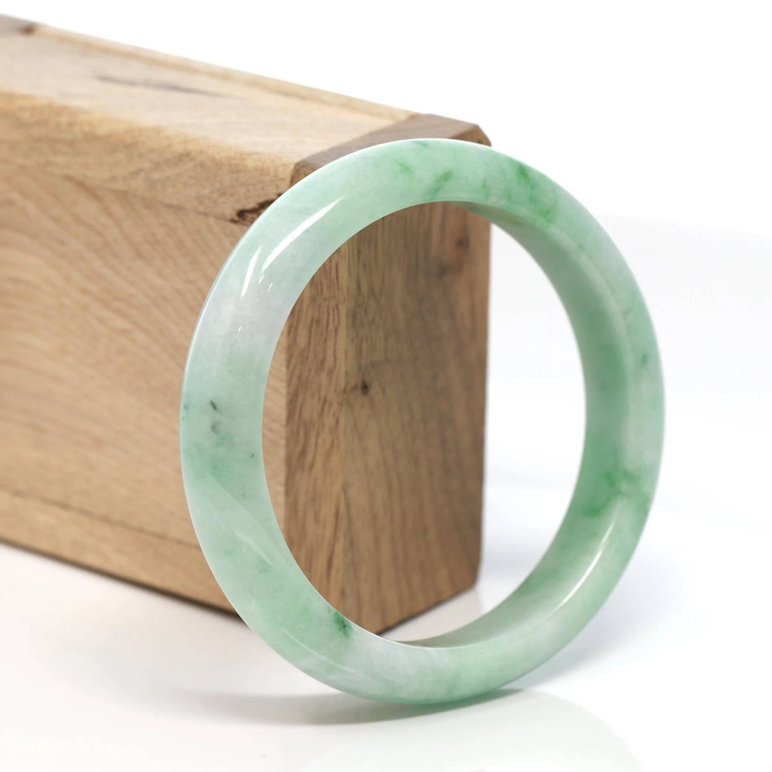 Genuine Burmese Green Jadeite Jade Bangle Bracelet (58.7 mm) #130