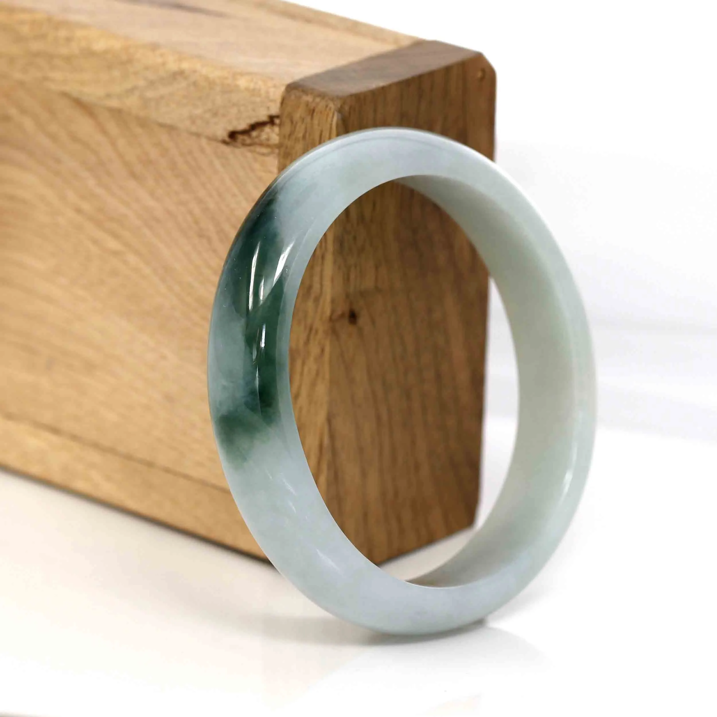 Genuine Burmese Ice Blue Oval Jadeite Jade Bangle (50.95 mm) #344