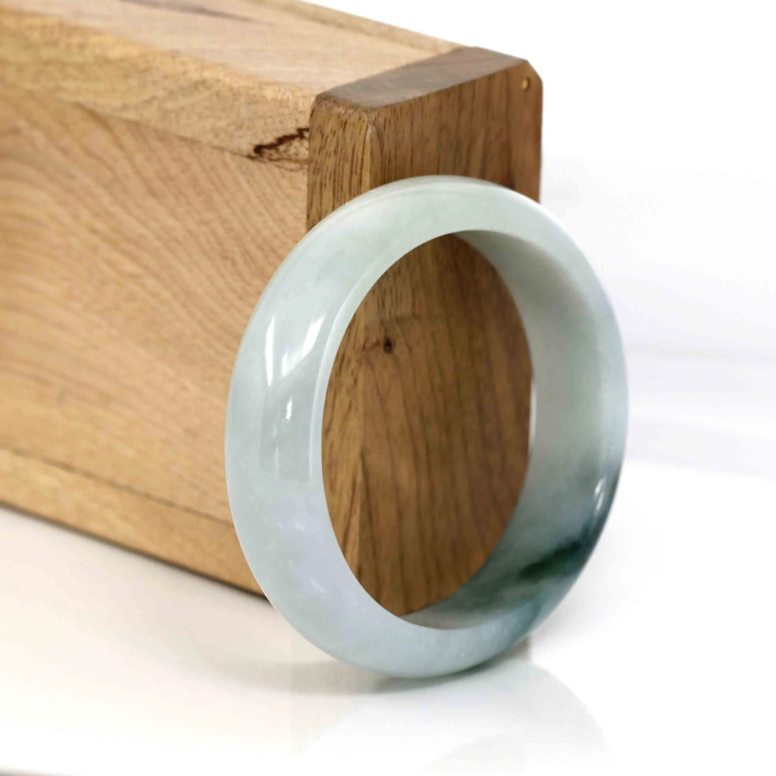 Genuine Burmese Ice Blue Oval Jadeite Jade Bangle (50.95 mm) #344