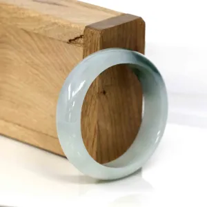 Genuine Burmese Ice Blue Oval Jadeite Jade Bangle (50.95 mm) #344