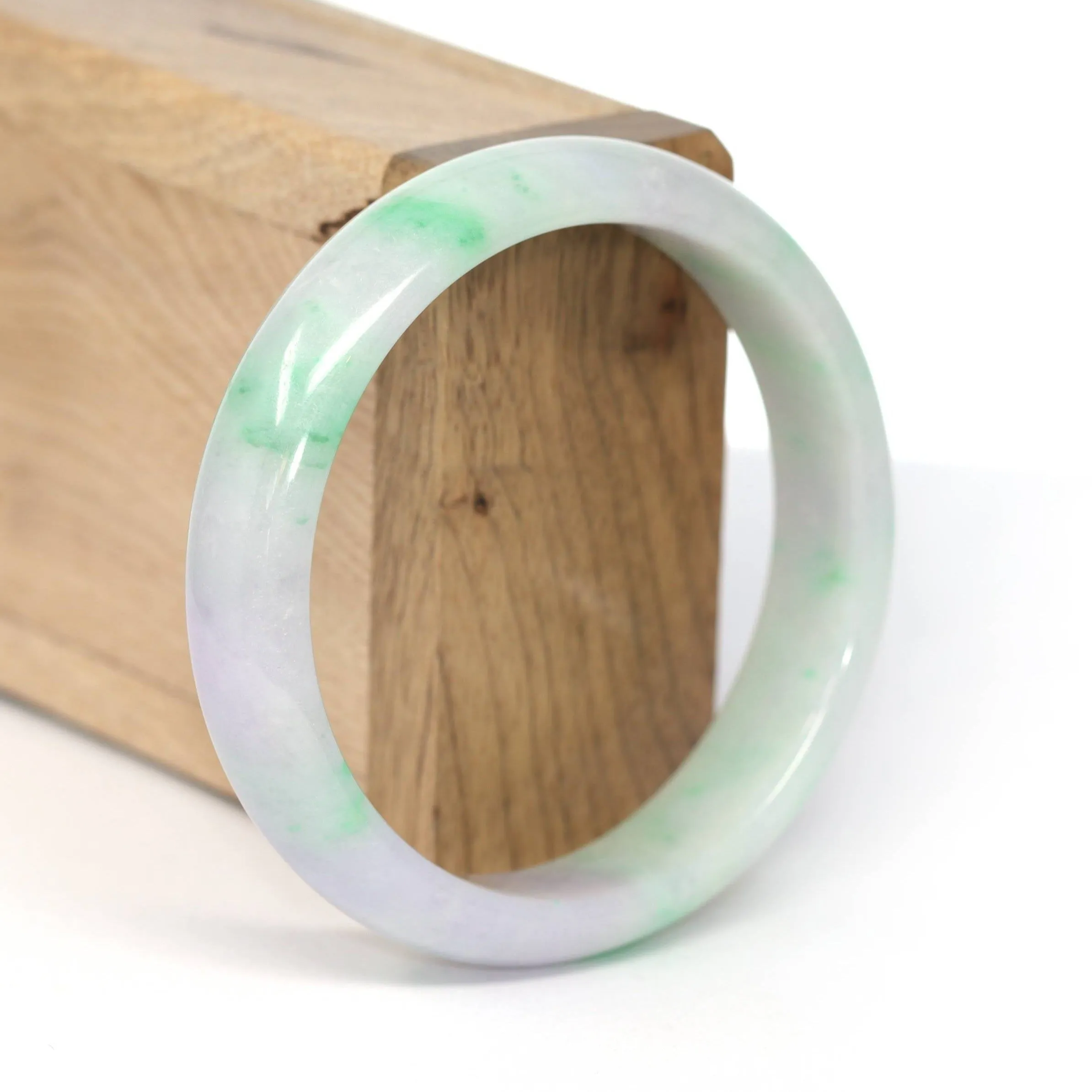 Genuine Burmese Lavender & Green Jadeite Jade Bangle Bracelet (59.21 mm) #237