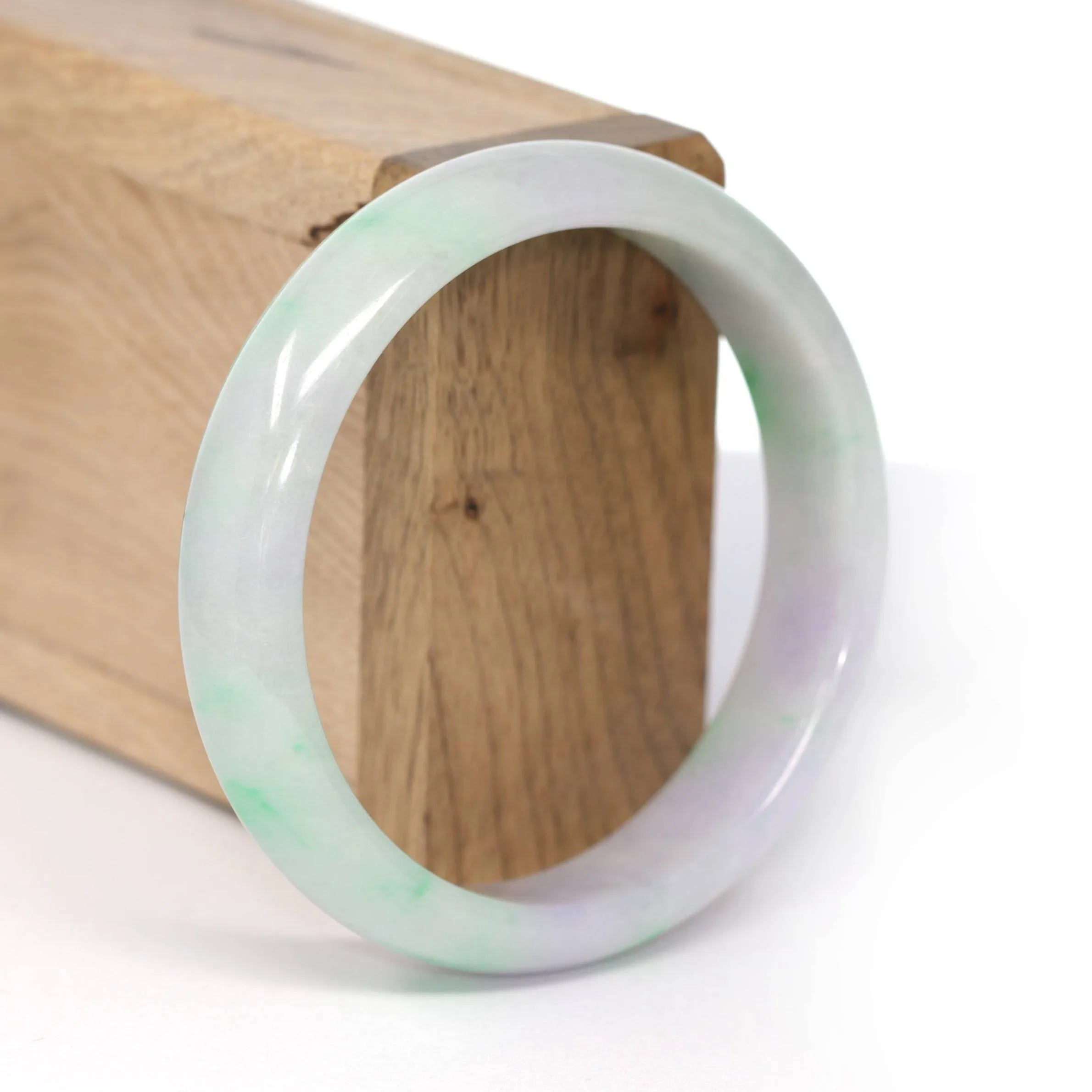 Genuine Burmese Lavender & Green Jadeite Jade Bangle Bracelet (59.21 mm) #237