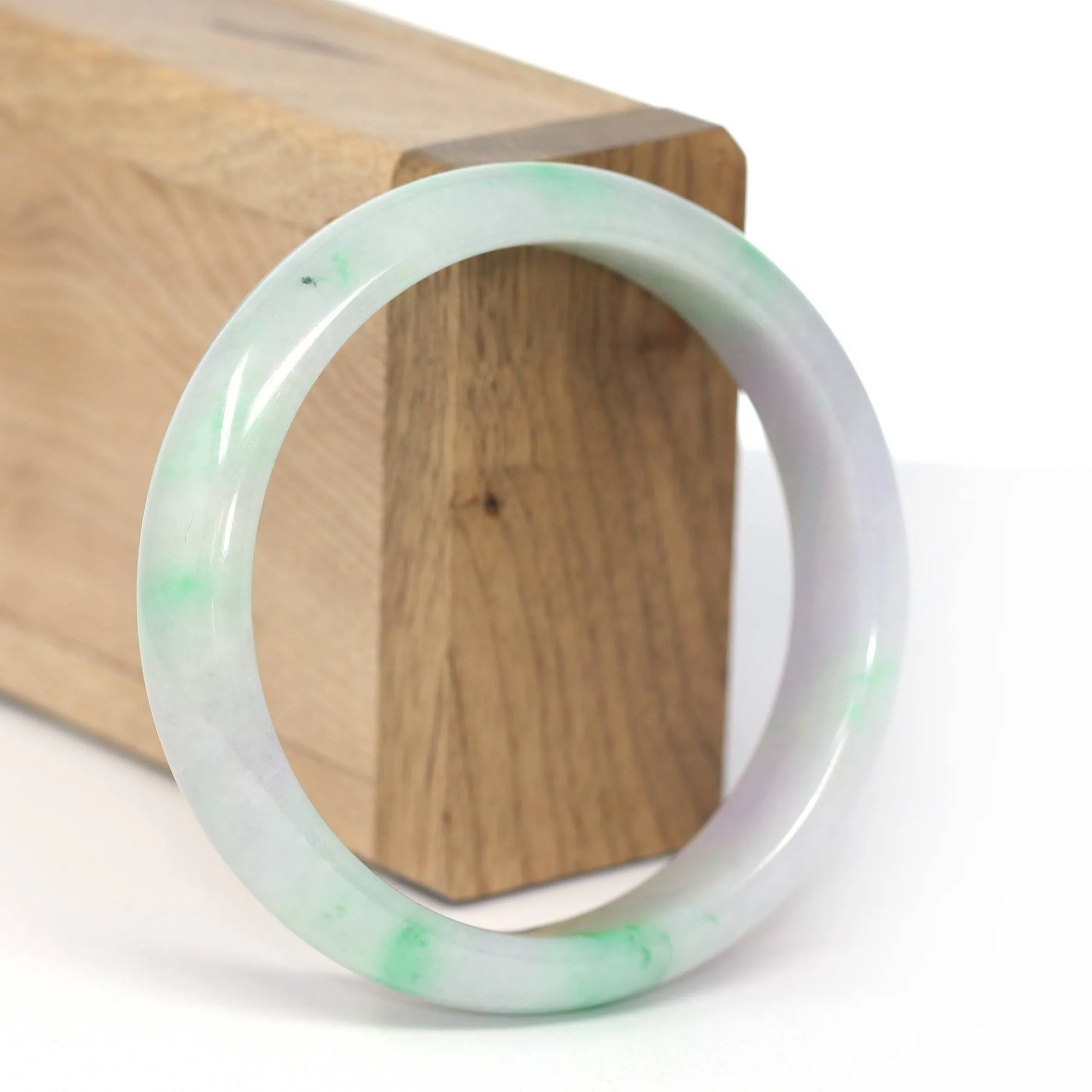 Genuine Burmese Lavender & Green Jadeite Jade Bangle Bracelet (59.21 mm) #237