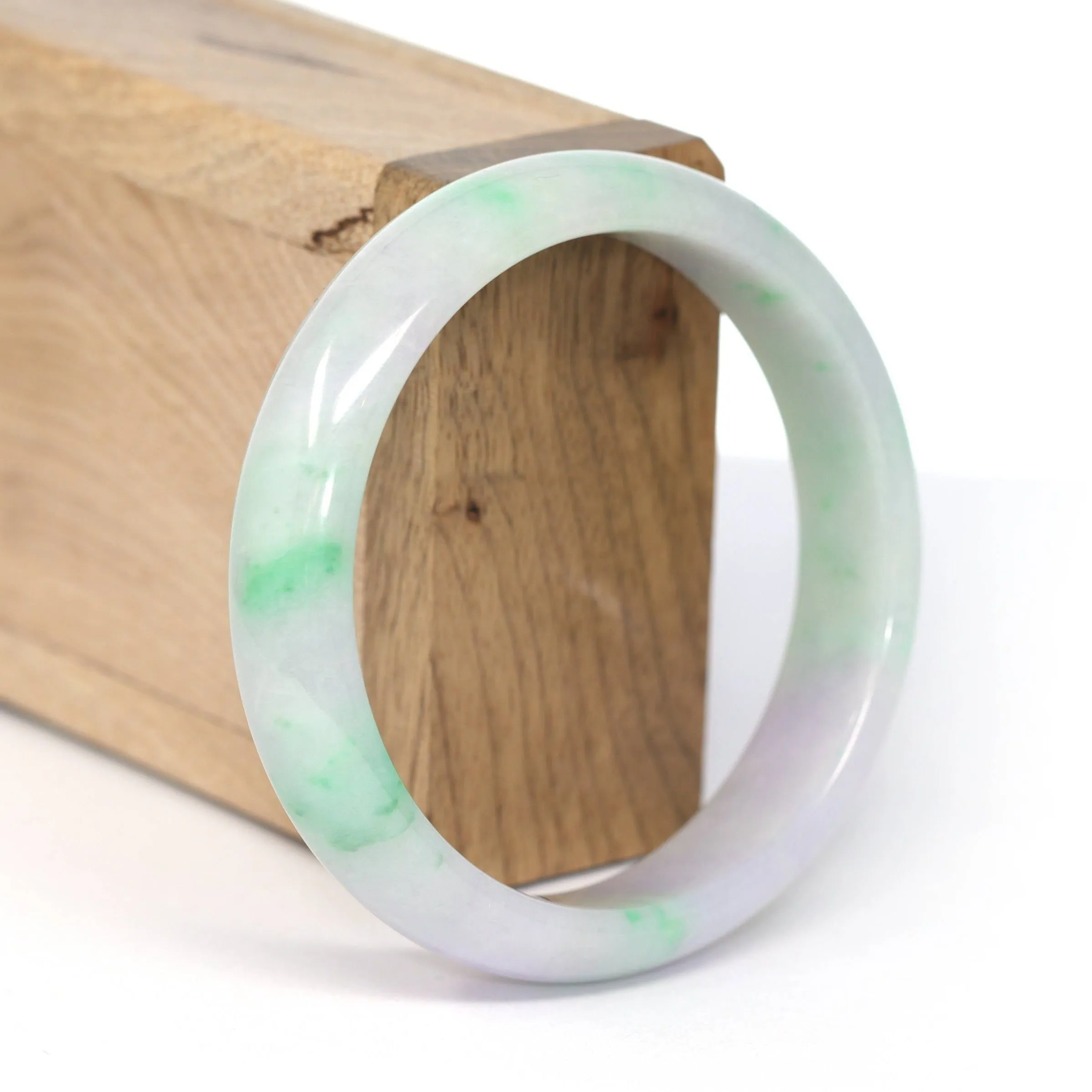 Genuine Burmese Lavender & Green Jadeite Jade Bangle Bracelet (59.21 mm) #237