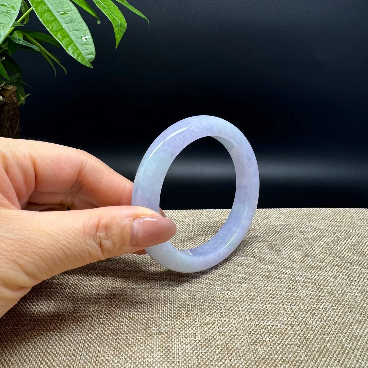 Genuine Burmese Lavender Green Jade Jadeite Bangle Bracelet ( 56.7mm )