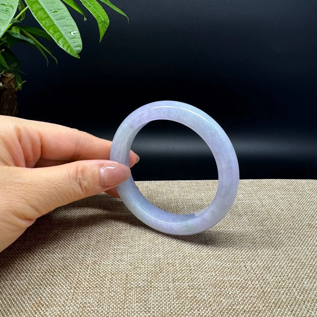Genuine Burmese Lavender Green Jade Jadeite Bangle Bracelet ( 56.7mm )