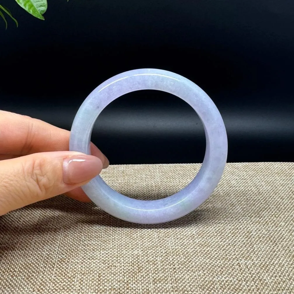 Genuine Burmese Lavender Green Jade Jadeite Bangle Bracelet ( 56.7mm )