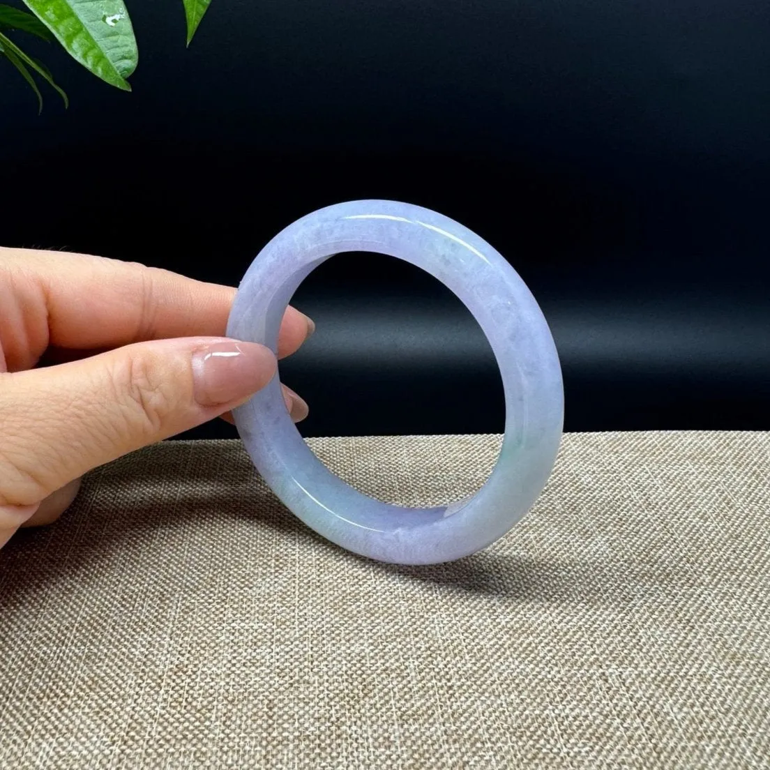 Genuine Burmese Lavender Green Jade Jadeite Bangle Bracelet ( 56.7mm )