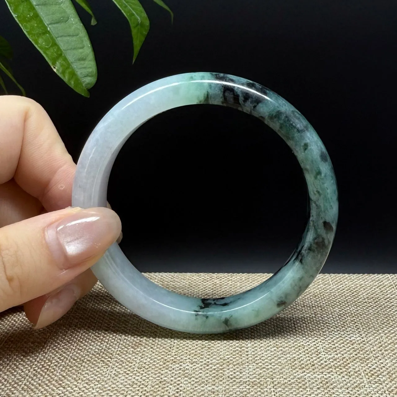 Genuine Burmese Lavender Green Jade Jadeite Bangle Bracelet ( 56mm )